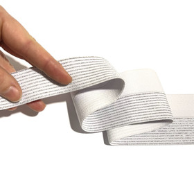 Prym: Taitettava glitterikuminauha 60mm, valkoinen - hopea