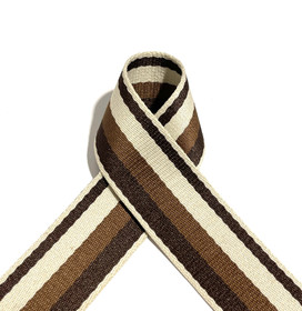 Laukkuhihna 40mm, raidallinen, ruskea - beige - tummanruskea