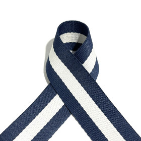 Laukkuhihna 38mm, raita, tummansininen - valkoinen