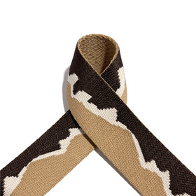 Laukkuhihna 40mm, abstrakti, beige - ruskea - luonnonvalkoinen