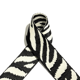 Laukkuhihna 40mm, seepra, musta - valkoinen