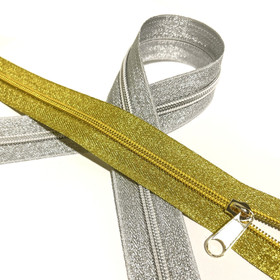 Metrivetoketju spiraali 6mm, koko kultainen ja hopea, 1m