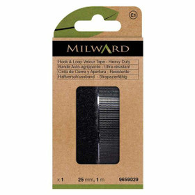 Milward: Velcro liimattava tarranauha 25mm / 1m, musta