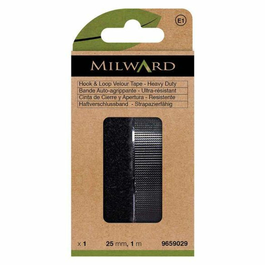 Milward: Velcro liimattava tarranauha 25mm / 1m, musta