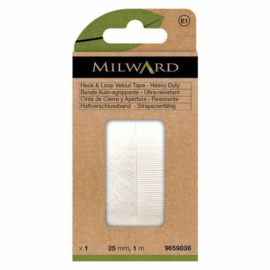 Milward: Velcro liimattava tarranauha 25mm / 1m, valkoinen