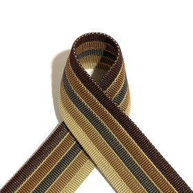 Prym: Laukkuhihna 38mm, beige - vaaleanruskea - tummanharmaa raita