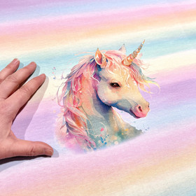 Digitrikooraportti: Unicorn pastelli, 70x150cm