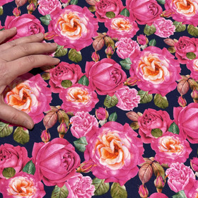 Digitrikoo: Pionit, tummansininen - pinkki