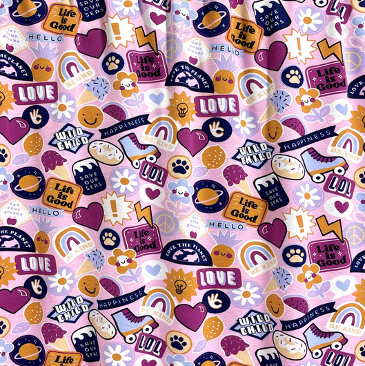 Digitrikoo: Love, happiness and hello, vaaleanpunainen - fuksia - laventeli