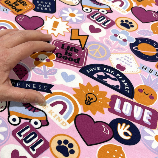 Digitrikoo: Love, happiness and hello, vaaleanpunainen - fuksia - laventeli