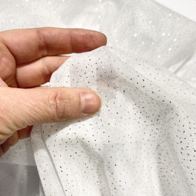 Pehmoinen glitteritylli, valkoinen - hopea