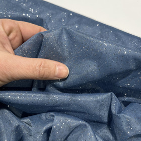 Pehmoinen glitteritylli, jeans - hopea