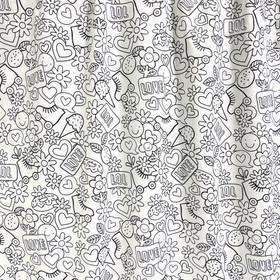 Puuvilla: Love and LOL, valko - musta (värityskangas)