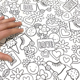 Puuvilla: Love and LOL, valko - musta (värityskangas)