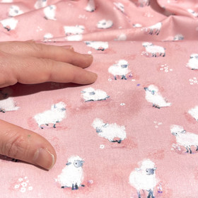 Puuvilla: Lampaat, roosa - valkoinen