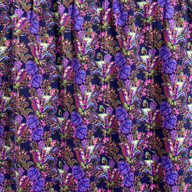 Digitrikoo: Paisley kukat ja lehdet, tummansininen - monivärinen