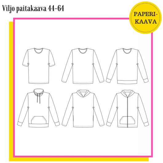 Unelmallinen, kaavapaketti: Viljo paitakaava 44-64