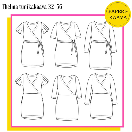 Unelmallinen, kaavapaketti: Thelma tunikakaava 32-56