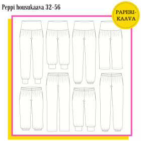 Unelmallinen, kaavapaketti: Peppi housukaava 32-56