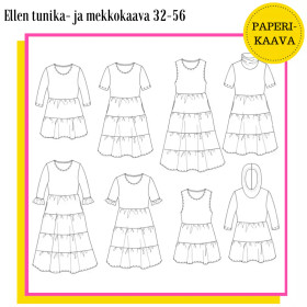 Unelmallinen, kaavapaketti: Ellen tunika- ja mekkokaava 32-56