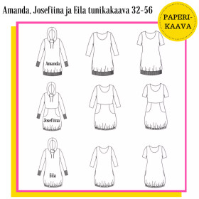 Unelmallinen, kaavapaketti: Amanda, Josefiina ja Eila tunikakaavat 32-56