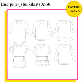 Unelmallinen, kaavapaketti: Lempi paita- ja tunikakaava 32-56