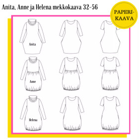 Unelmallinen, kaavapaketti: Anita, Anne ja Helena mekkokaava 32-56