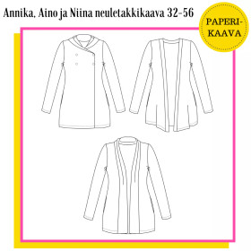 Unelmallinen, kaavapaketti: Annika, Aino ja Niina neuletakkikaavat 32-56