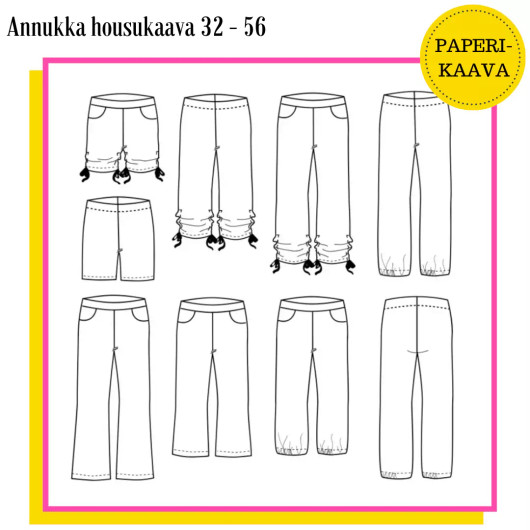Unelmallinen, kaavapaketti: Annukka housukaava 32-56