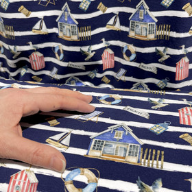 Digitrikoo: Beach, raidallinen - tummansininen - valkoinen