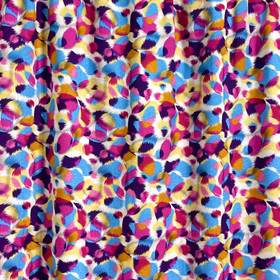 Kudottu viskoosi: Värikkäät kuviot, turkoosi - pinkki - oranssi - luonnonvalkoinen 