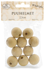 Puuhelmi 2,5cm, 10kpl
