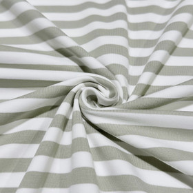 Trikoo: Raita 1cm, eukalyptus - valkoinen