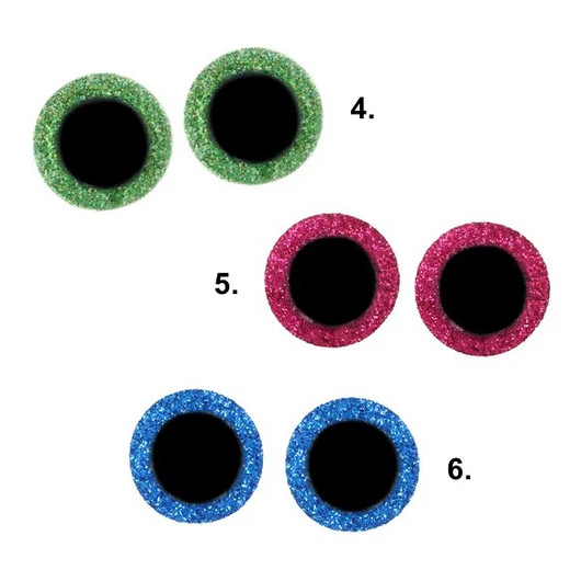 Glitteri turvasilmä 18mm, useita eri värejä