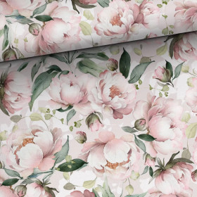 Digitrikoo: Vaaleanpunaiset pionit, beige - vihreä