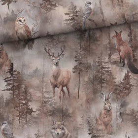 Digitrikoo: Metsäneläimet ja linnut, harmaa - ruskea - beige