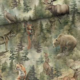 Digitrikoo: Metsäneläimet ja metsä, vihreä - ruskea - beige