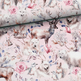 Digitrikoo: Jääkarhut, pingviinit ja kasvit, vaaleanpunainen - valkoinen - sininen