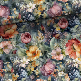 Digitrikoo: Kukkaketo, tummanvihreä - okra - sininen