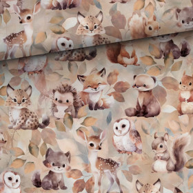 Digitrikoo: Vesivärieläimet ja lehdet, murrettu vihreä - beige - ruskea