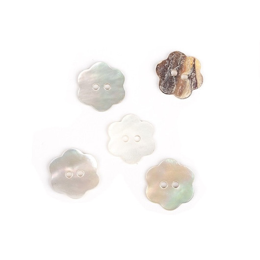 Drops: Nappi kukka 15mm, natural / valkoinen