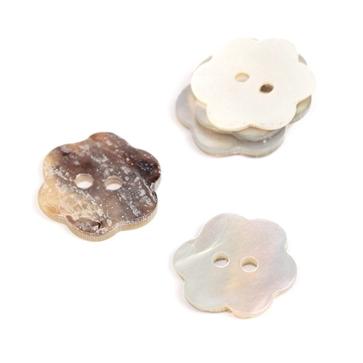 Drops: Nappi kukka 15mm, natural / valkoinen