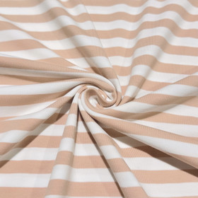 Trikoo: Raita 1cm, aprikoosi - valkoinen