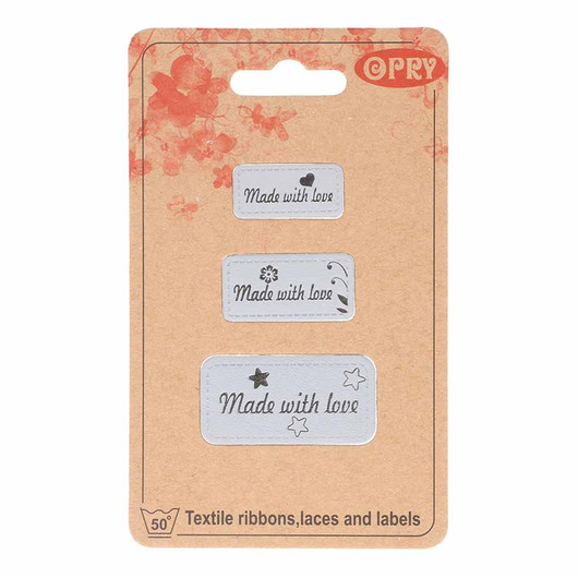Opry: Made with love - merkki 3kpl, vaaleanharmaa