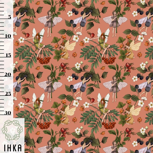 Ihka Clothing: Garden fairies luomupuuvillatrikoo, poltettu oranssi