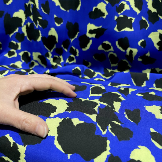Viskoosi twill: Leopard, sininen - omenanvihreä