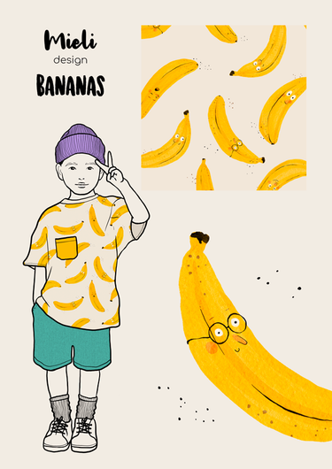 Mieli Design: BANANAS, luomupuuvillatrikoo