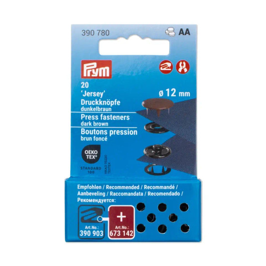 Prym: Jerseyneppari 12mm / 20kpl, ruskea