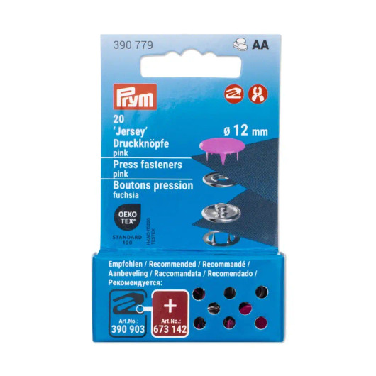 Prym: Jerseyneppari 12mm / 20kpl, pinkki