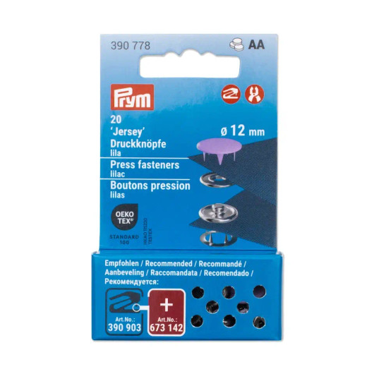 Prym: Jerseyneppari 12mm / 20kpl, lila
